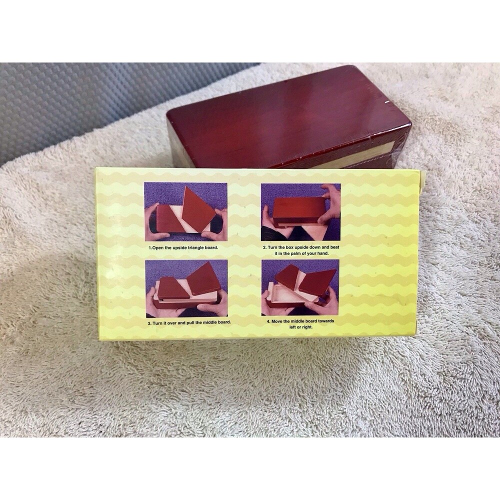 Unopened Wood Brain Teaser Magic Box With Space Inside Money